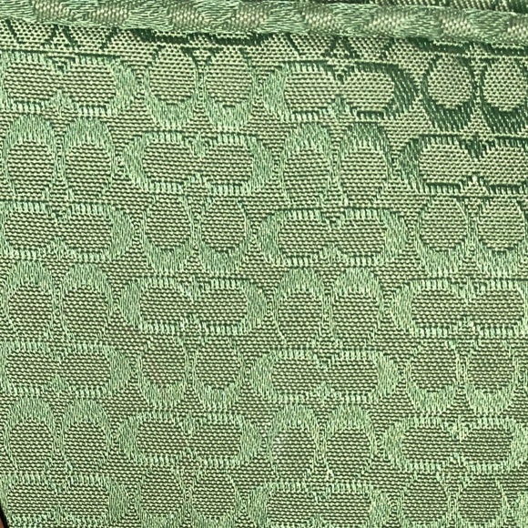 Vintage Coach Signature Jacquard Green Canvas Travel Cosmetics Bag - Picture 6 of 14